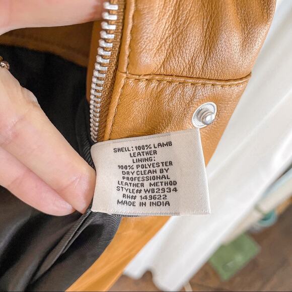 Walter Baker Ellie Zip and Snap Lamb Leather Caramel Short Sleeve Jumpsuit M - Picture 12 of 12